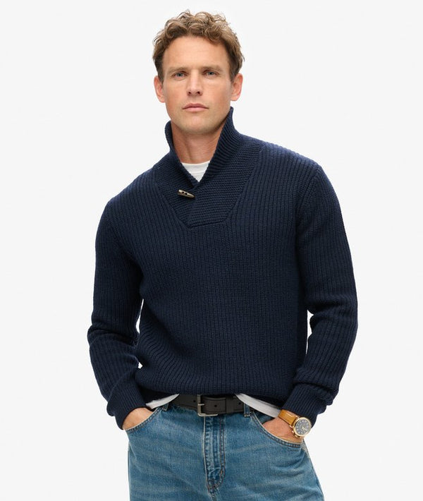 Superdry - Merchant Shawl Neck Jumper - Navy