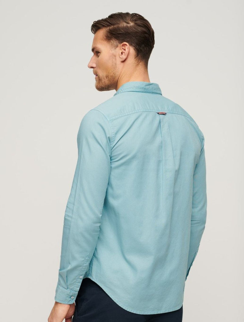 Superdry - Overdyed Organic Cotton Long Sleeve Shirt - Sky Blue