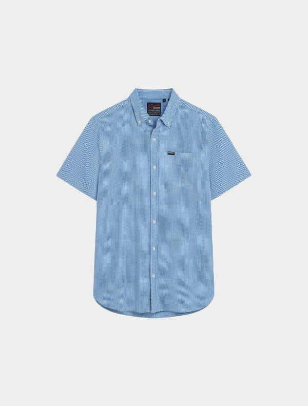 Superdry - Seersucker Short Sleeve Shirt - Blue Check