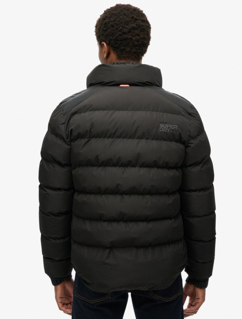 Black sports puffer jacket sale