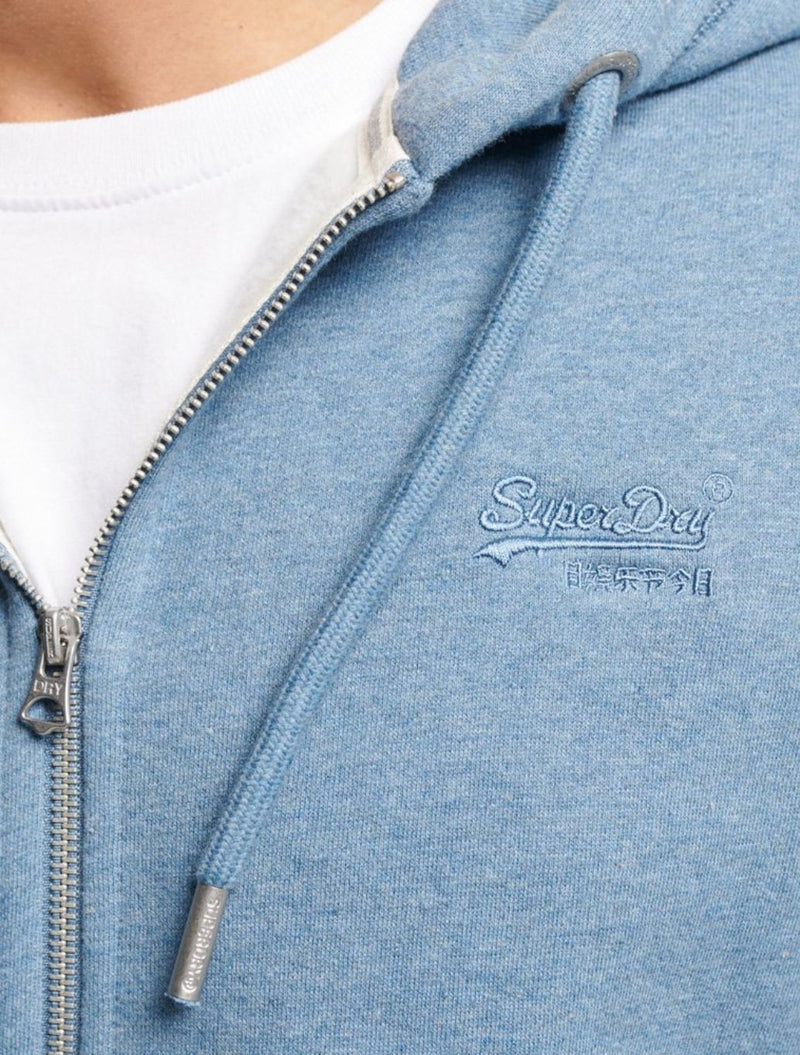 Superdry - Vintage Logo Embroidered Zip Hoodie - Light Blue