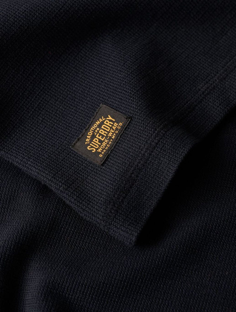 Superdry - Waffle Long Sleeve Henley Top - Navy