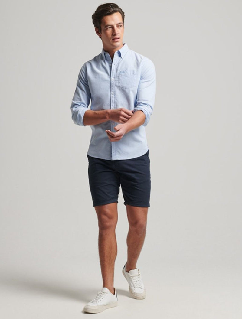 Superdry - Organic Cotton Long Sleeve Oxford Shirt - Light Blue