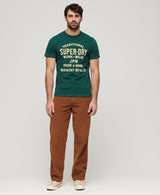Superdry - Workwear Flock Graphic T-Shirt - Dark Green
