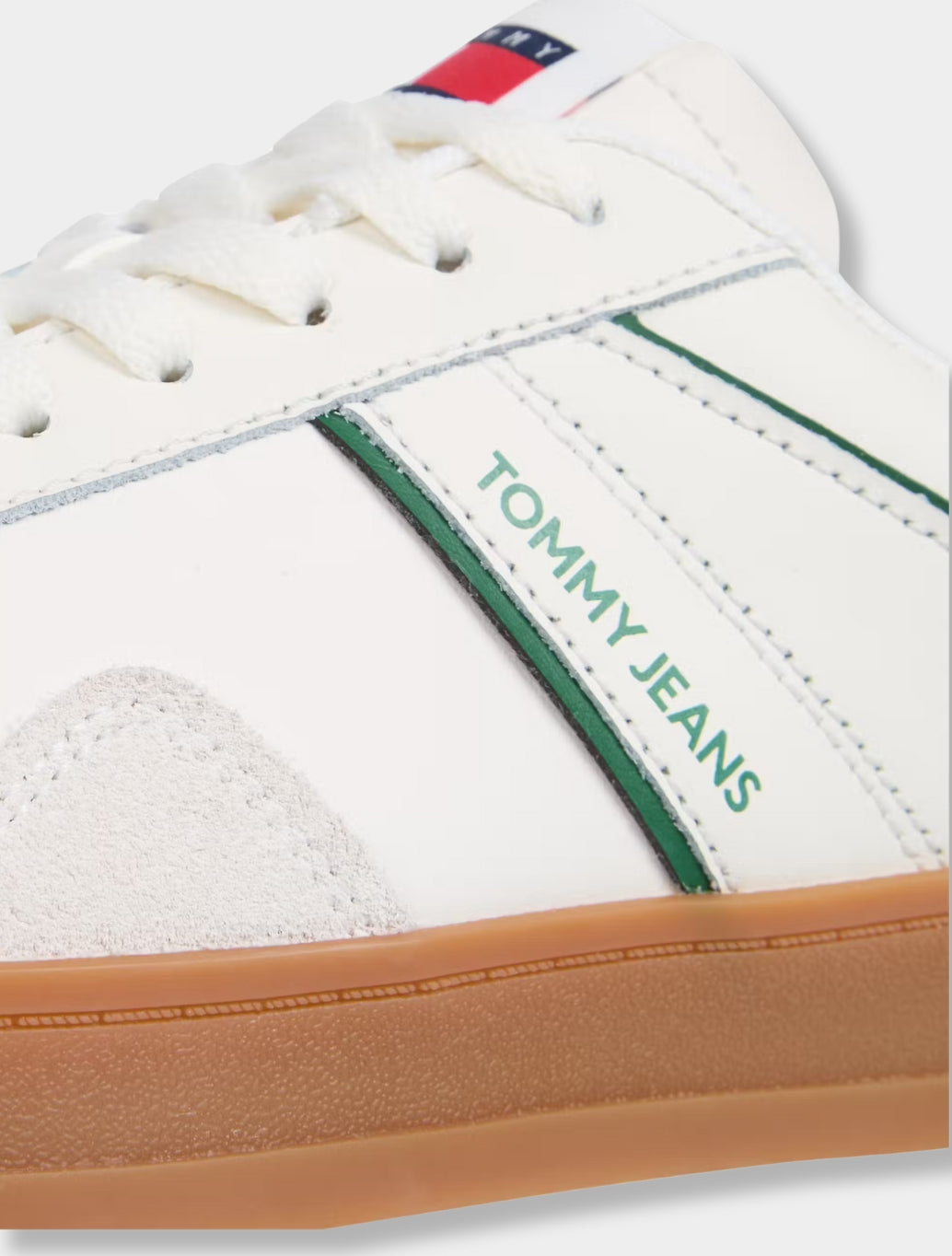 Tommy Hilfiger - The Greenwich Leather Mixed Texture Trainers - Ecru