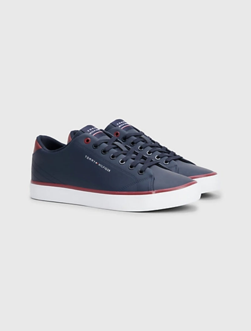Tommy Hilfiger - Leather Contrast Detail Trainers - Navy