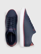 Tommy Hilfiger - Leather Contrast Detail Trainers - Navy