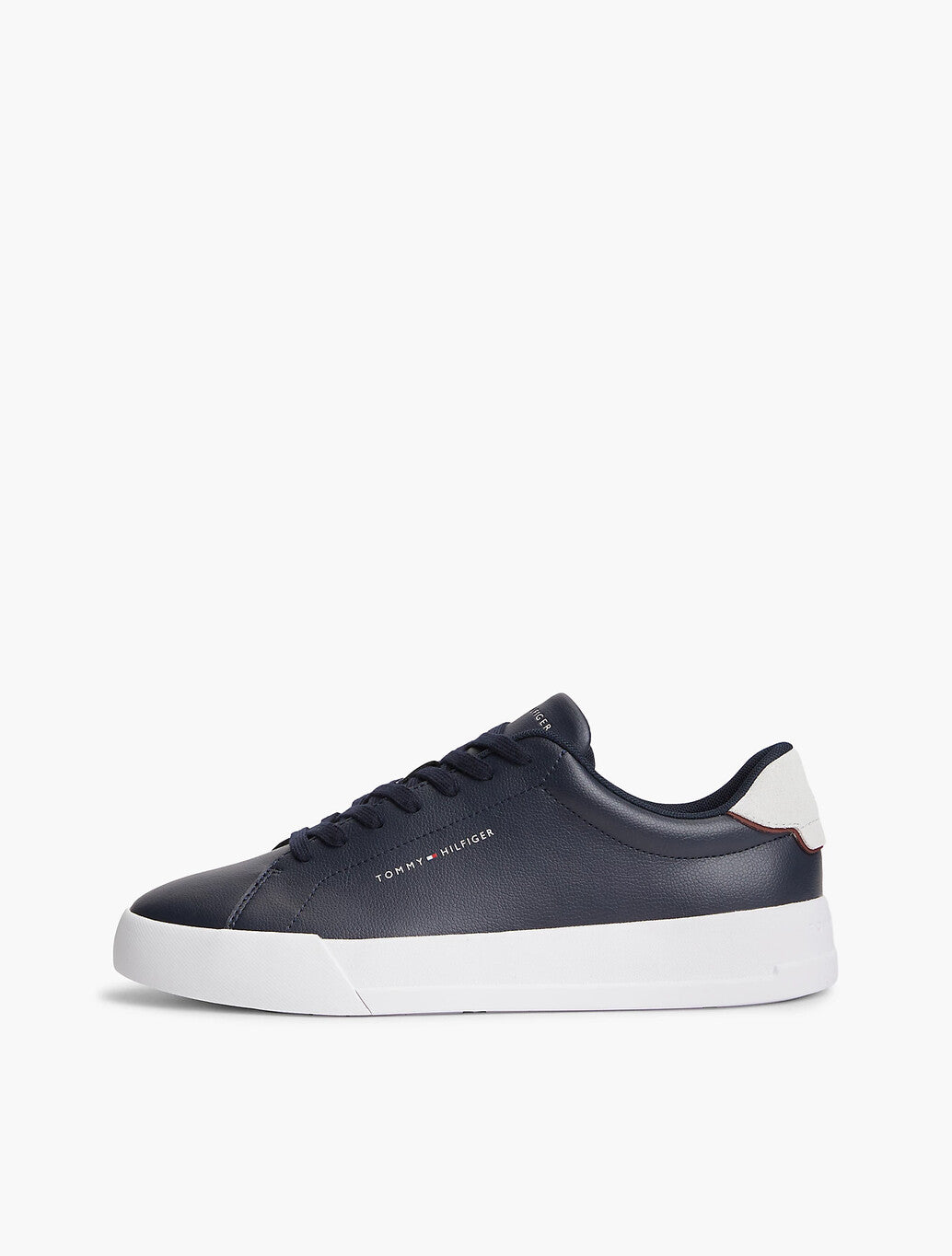 Tommy Hilfiger Logo Court Trainers With Leather in Navy