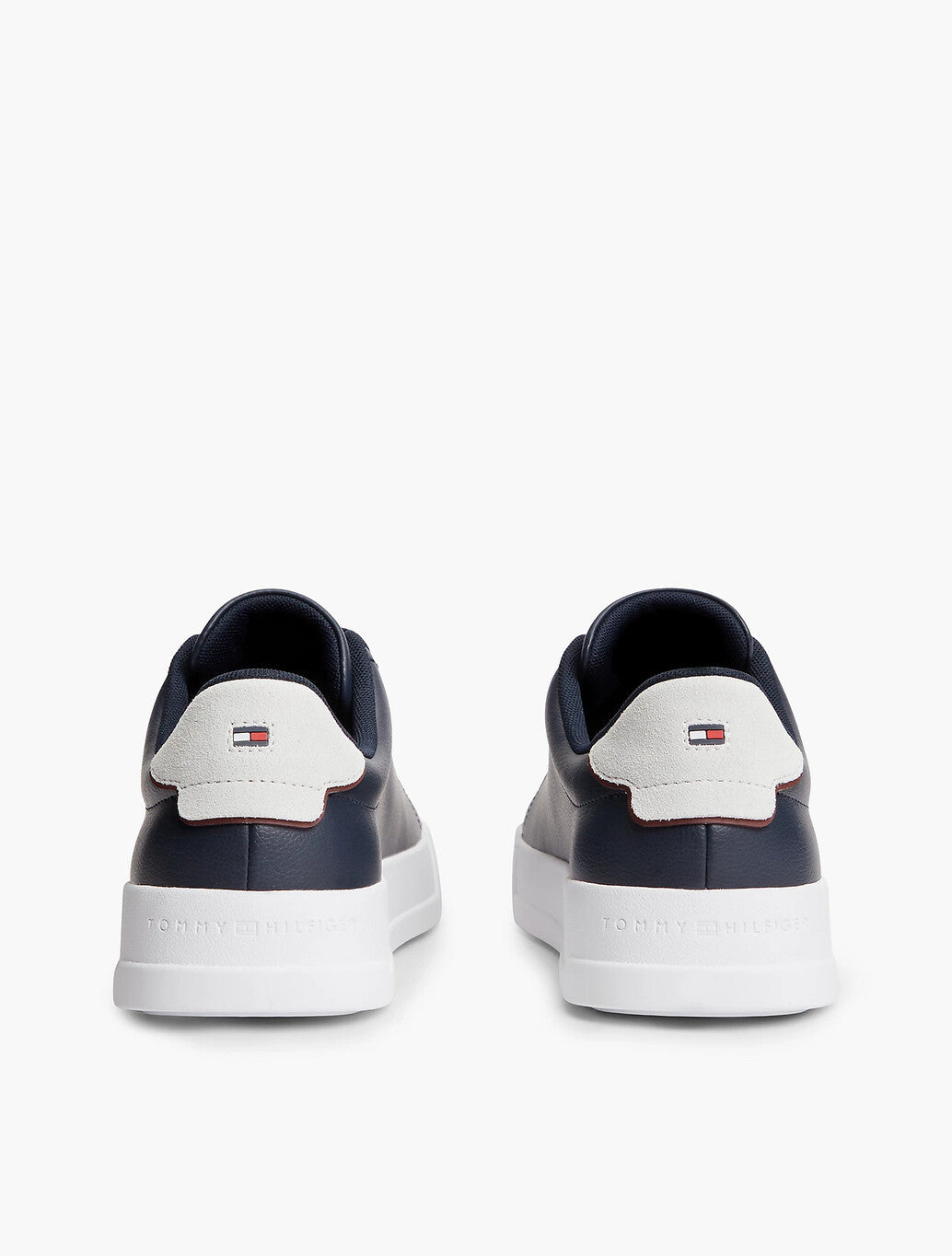 Tommy Hilfiger Logo Court Trainers With Leather in Navy