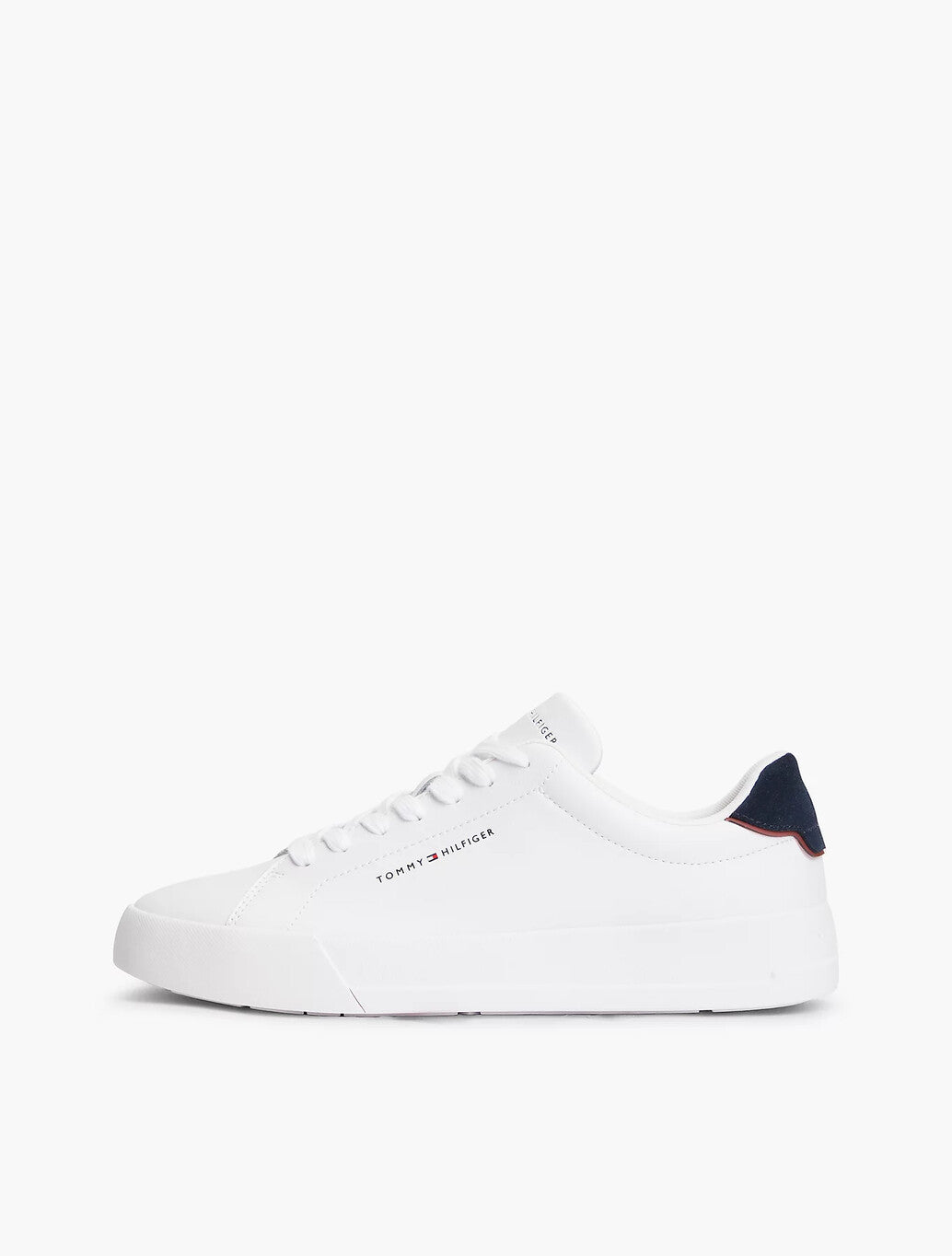 Tommy Hilfiger Logo Court Trainers With Leather in White