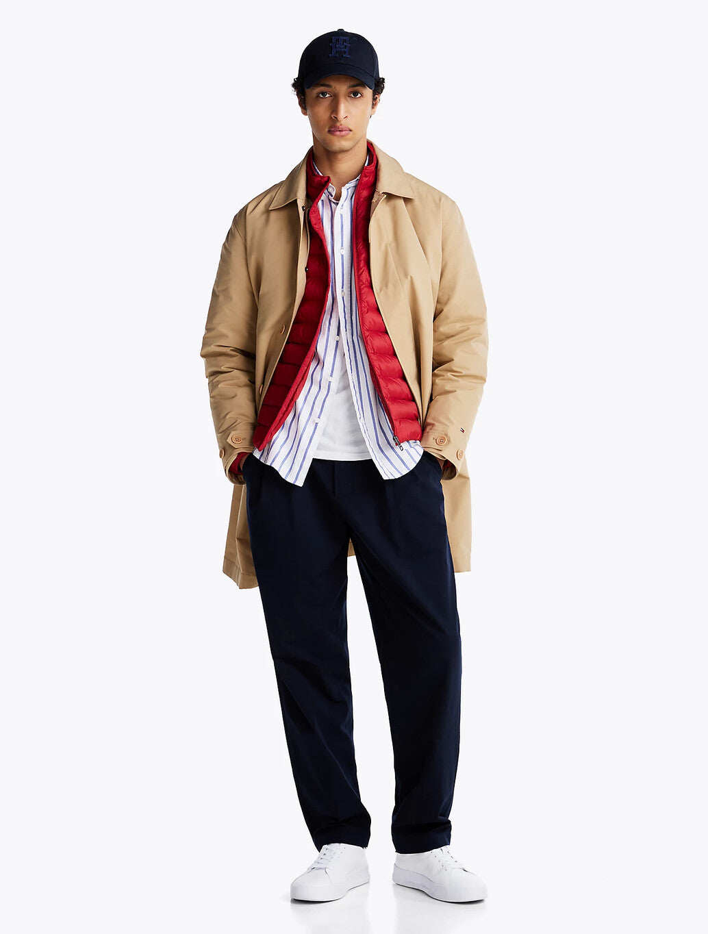 Tommy Hilfiger Logo Court Trainers With Leather in White