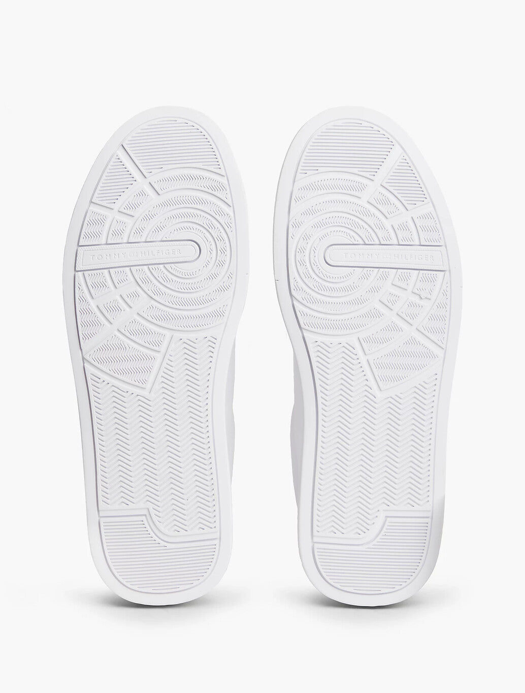 Tommy Hilfiger Logo Court Trainers With Leather in White
