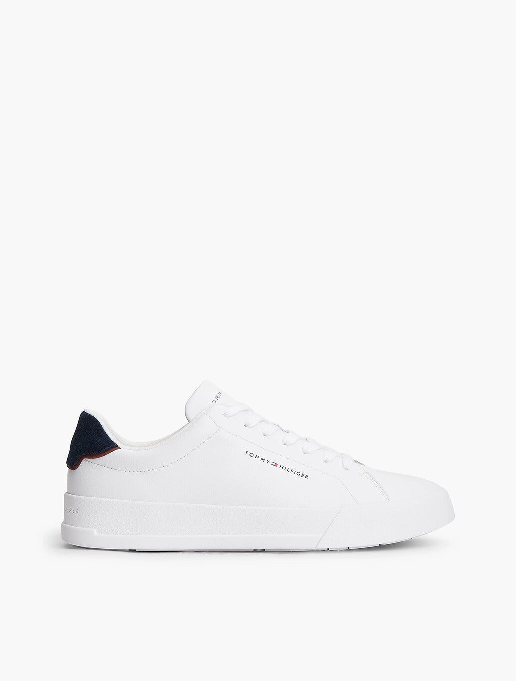 Tommy Hilfiger Logo Court Trainers With Leather in White
