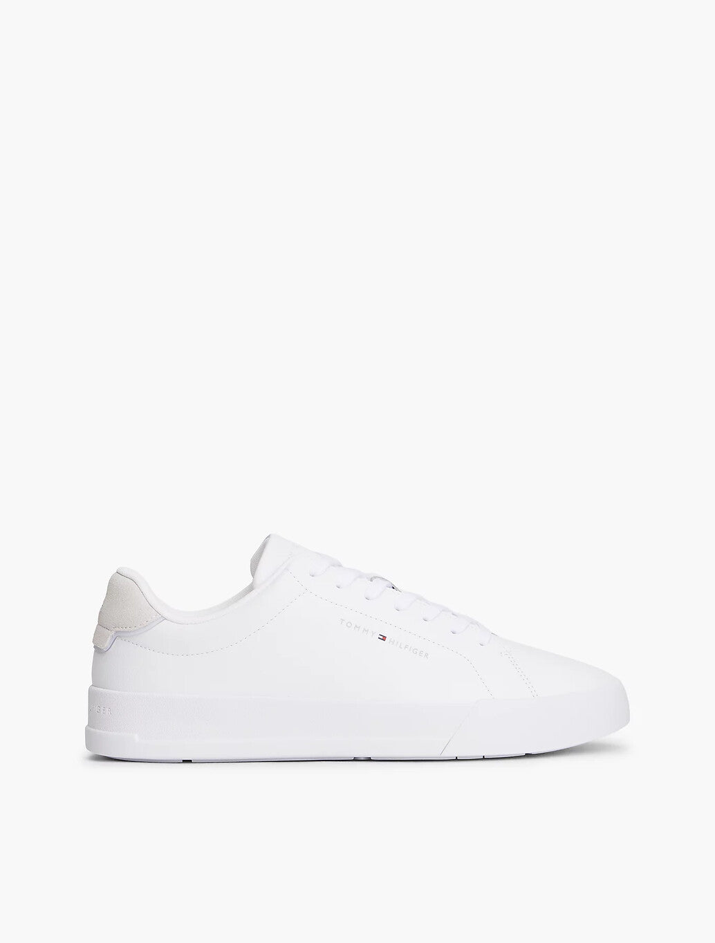 Tommy Hilfiger Logo Court Trainers With Leather in White