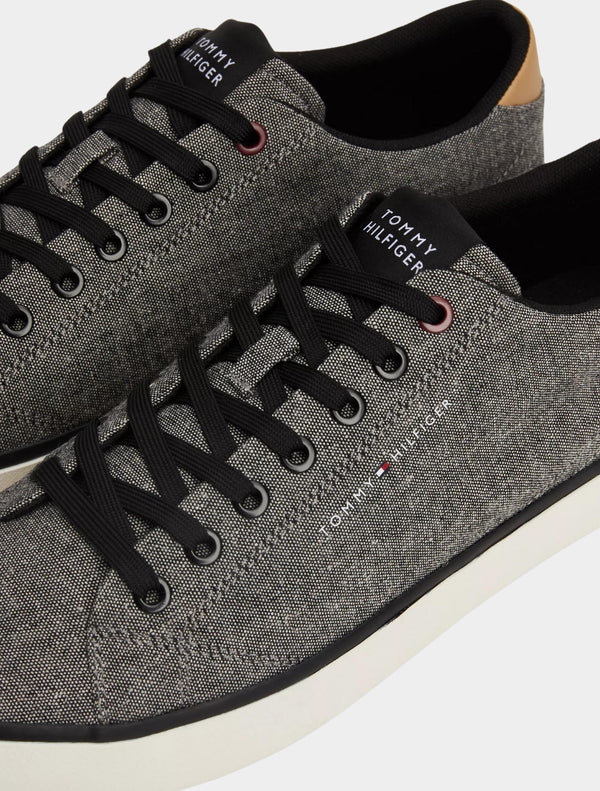 Tommy Hilfiger - LINEN CHAMBRAY LACE-UP TRAINERS - Navy