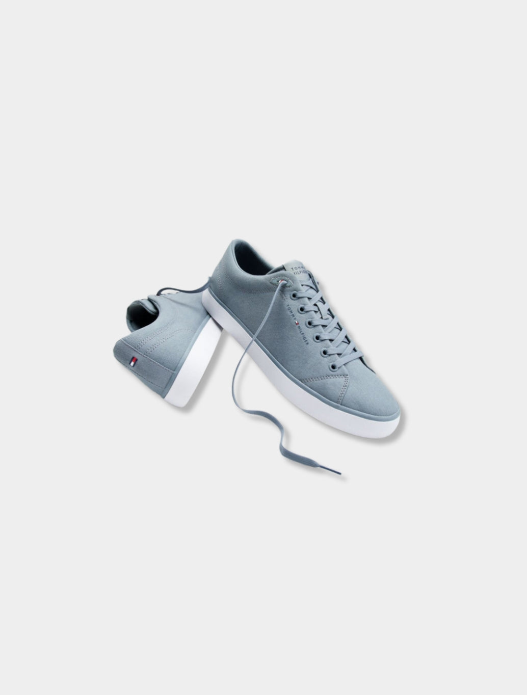 Tommy Hilfiger - Logo Patch Canvas Trainers - Light Grey
