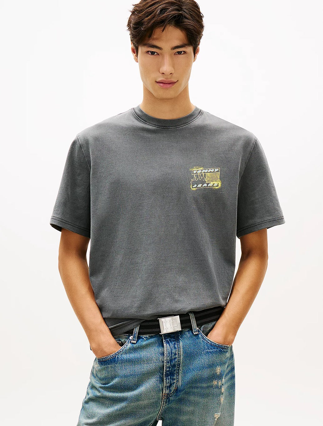 Tommy Jeans 90s Back Bubble Logo T-Shirt - Charcoal