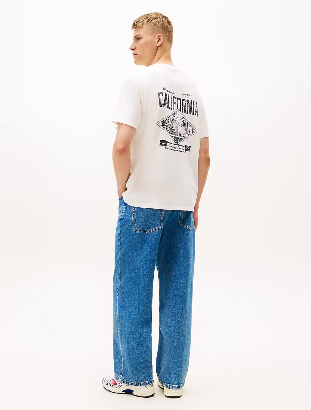 Tommy Jeans Back Slogan Relaxed T-Shirt in Off White