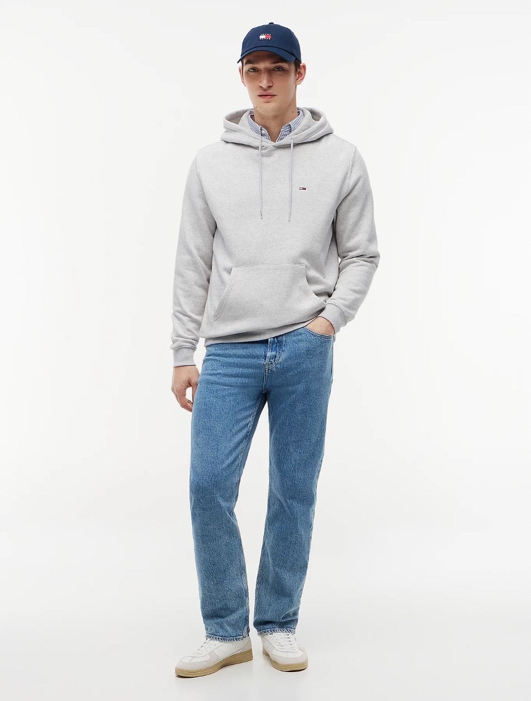 Tommy Jeans Brushed Fleece Hoodie in Light Grey