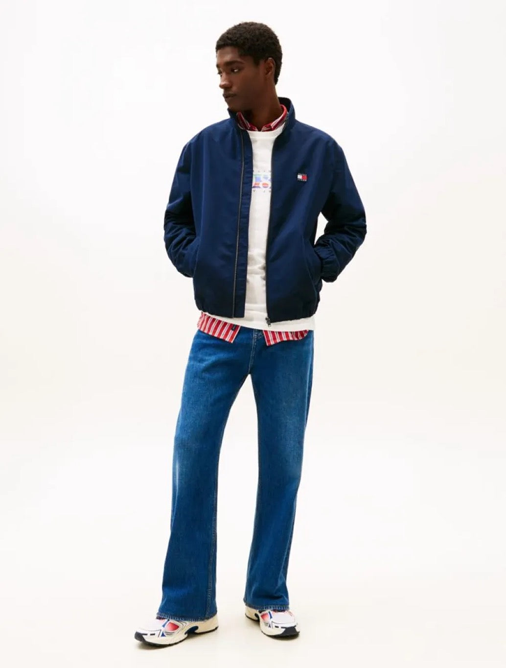 Tommy Jeans Collar Logo Water Repellent Zip-Thru Jacket - Navy