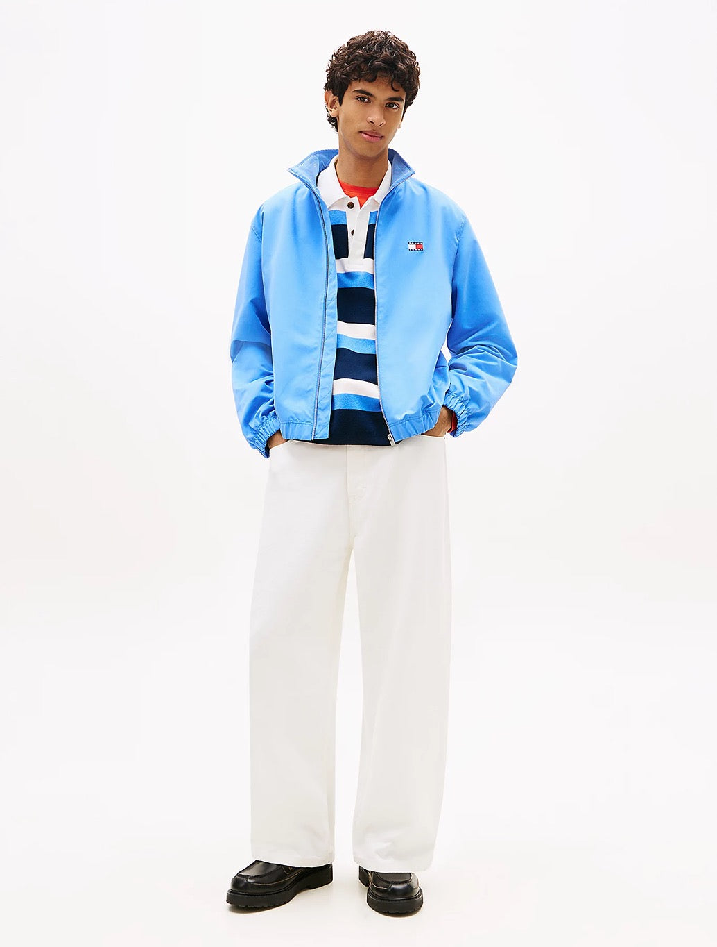 Tommy Jeans Collar Logo Water Repellent Zip-Thru Jacket - Blue