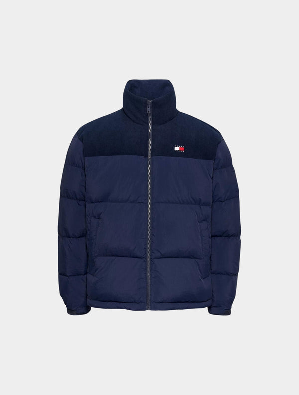 Tommy Jeans - Corduroy Alaska Hooded Puffer Jacket - Navy