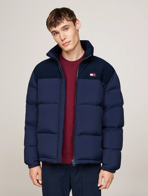 Tommy Jeans - Corduroy Alaska Hooded Puffer Jacket - Navy