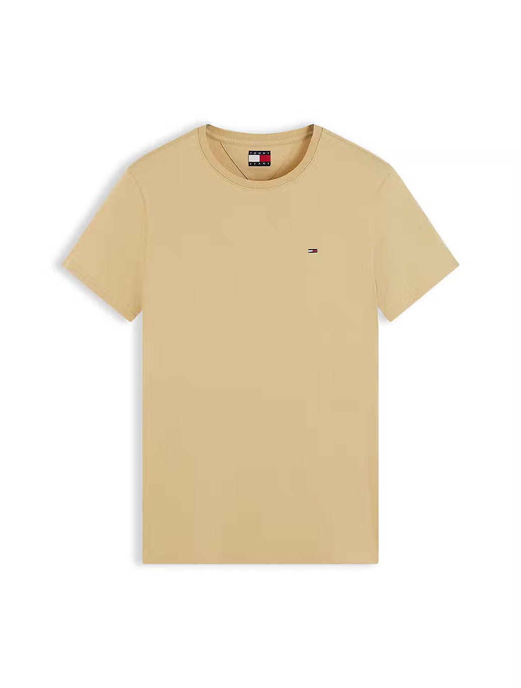 Tommy Jeans Flag Embroidery Extra Slim Jersey T-Shirt in Beige