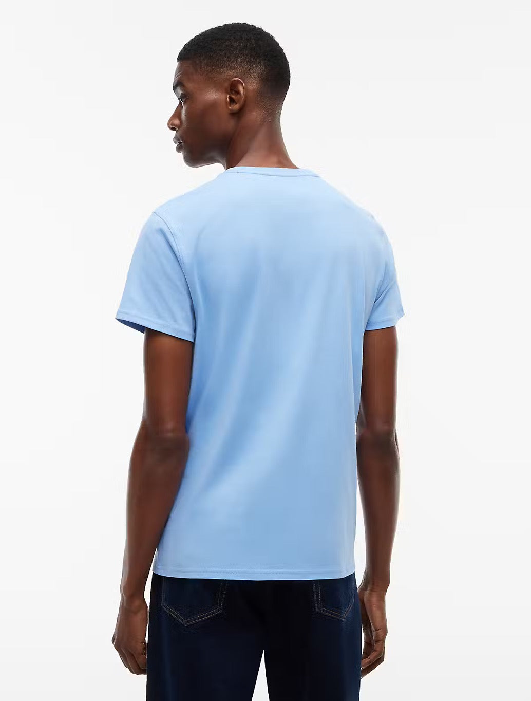 Tommy Jeans Flag Embroidery Extra Slim Jersey T-Shirt in Blue