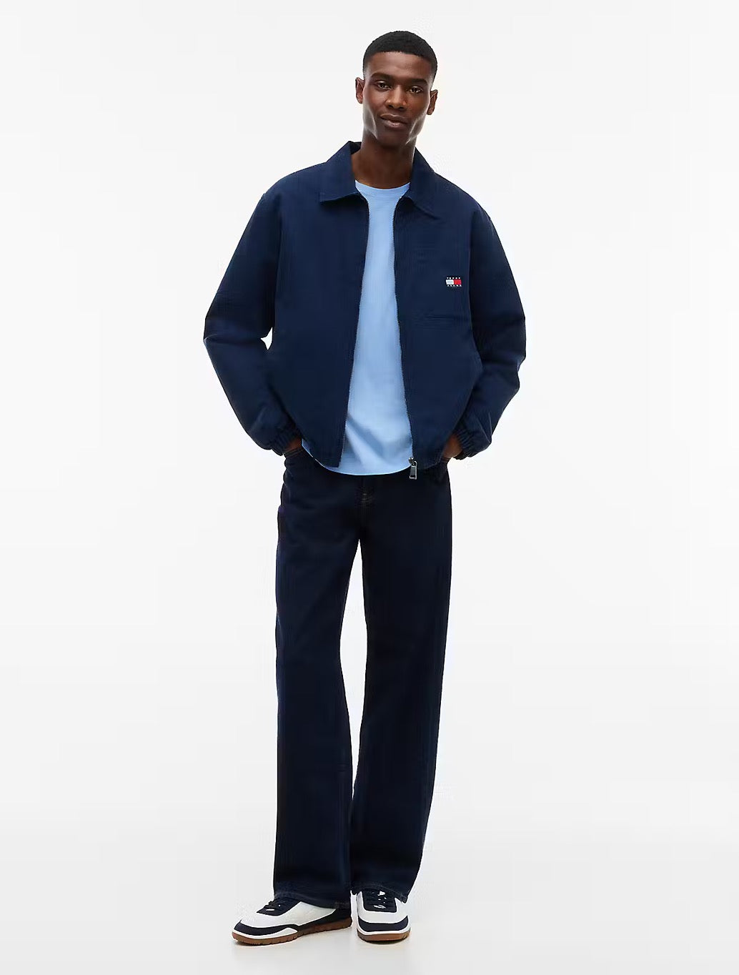 Tommy Jeans Flag Embroidery Extra Slim Jersey T-Shirt in Blue