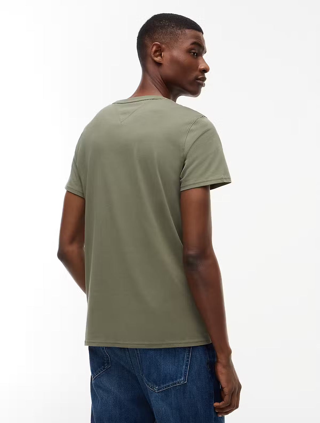 Tommy Jeans Flag Embroidery Extra Slim Jersey T-Shirt in Khaki