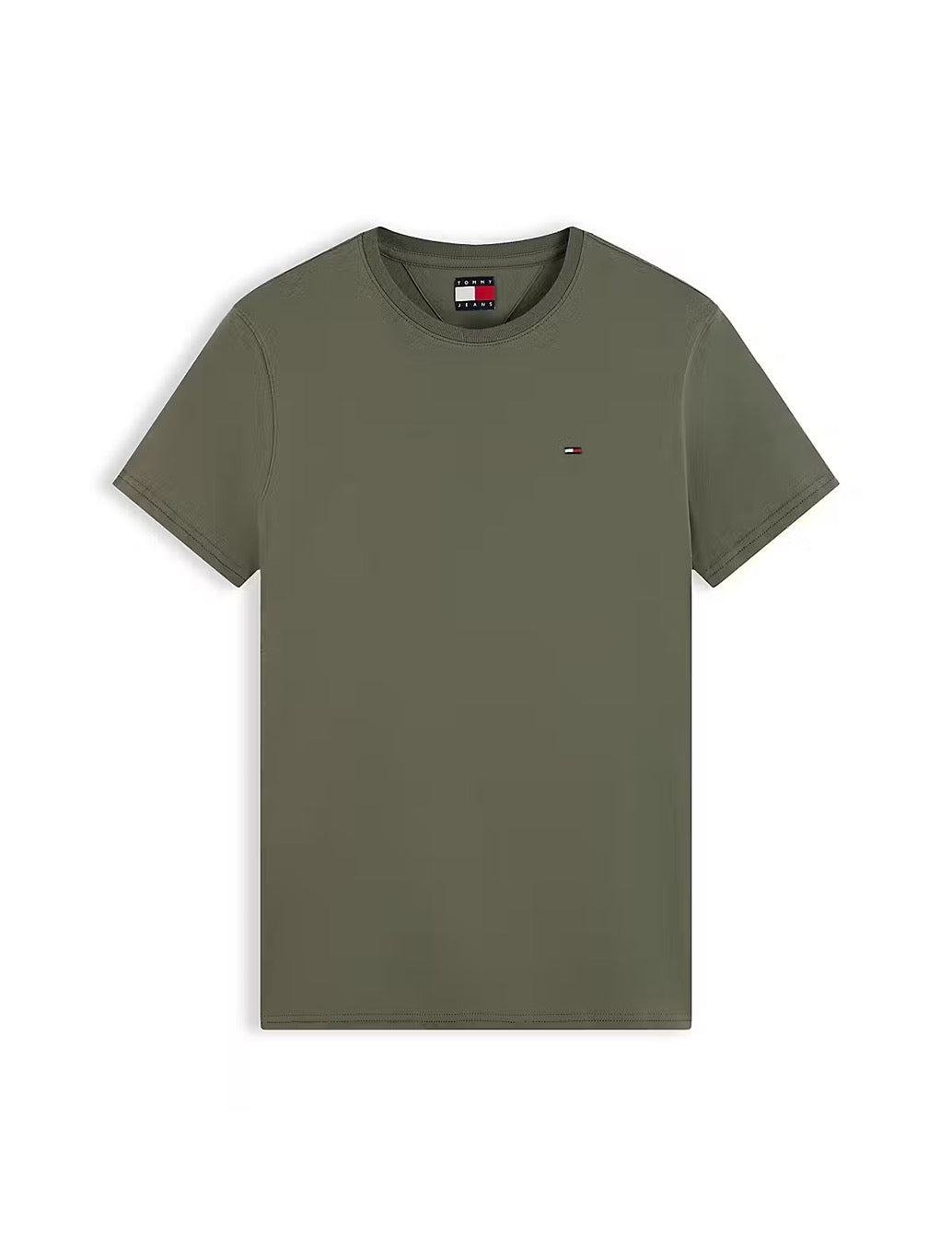 Tommy Jeans Flag Embroidery Extra Slim Jersey T-Shirt in Khaki