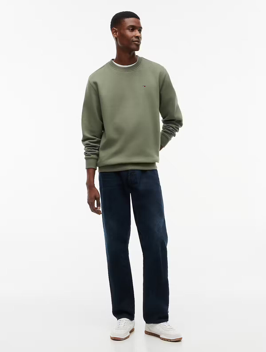 Tommy Jeans Flag Brushed Fleece Sweatshirt in Khaki