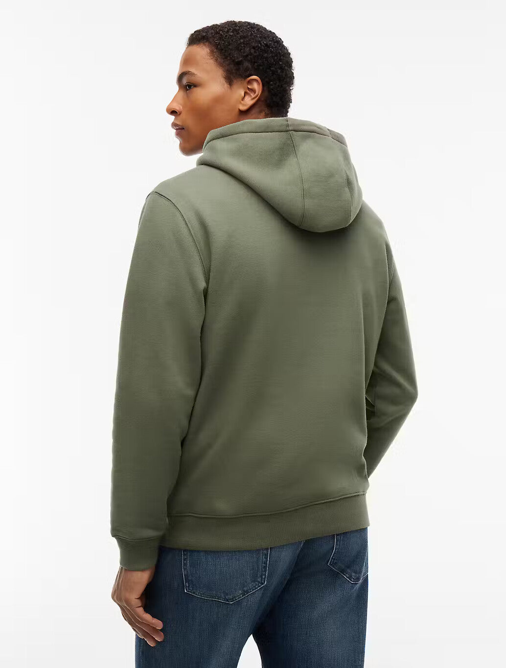 Tommy Jeans Flag Embroidery Fleece Hoody in Khaki
