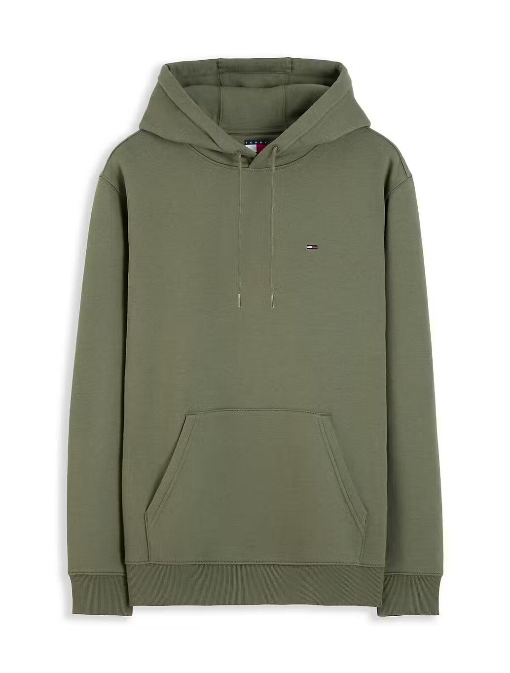 Tommy Jeans Flag Embroidery Fleece Hoody in Khaki