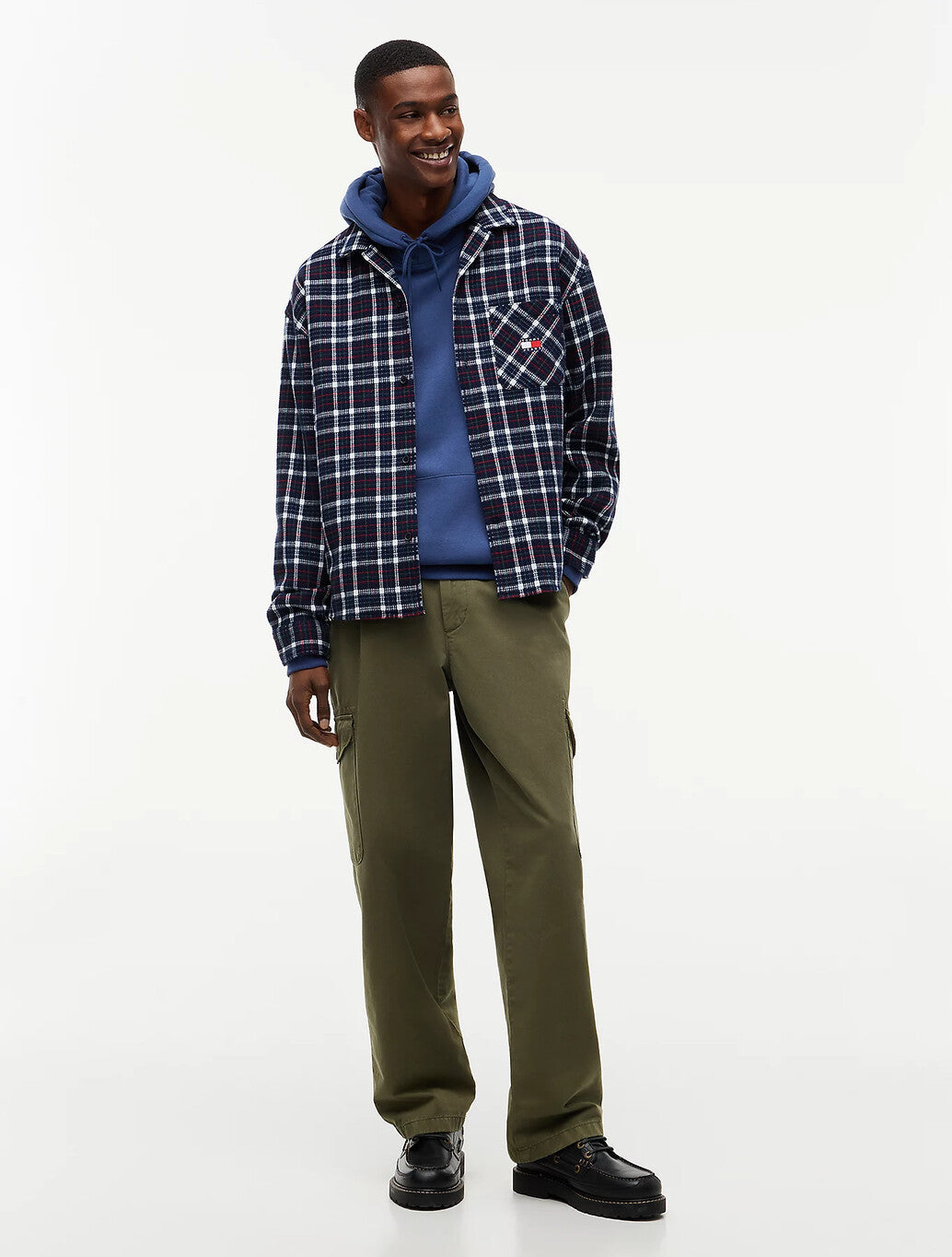 Tommy Jeans Flag Embroidery Fleece Hoody in Navy