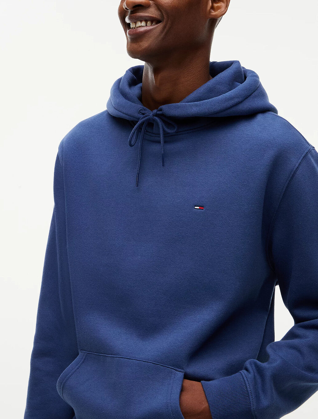 Tommy Jeans Flag Embroidery Fleece Hoody in Navy
