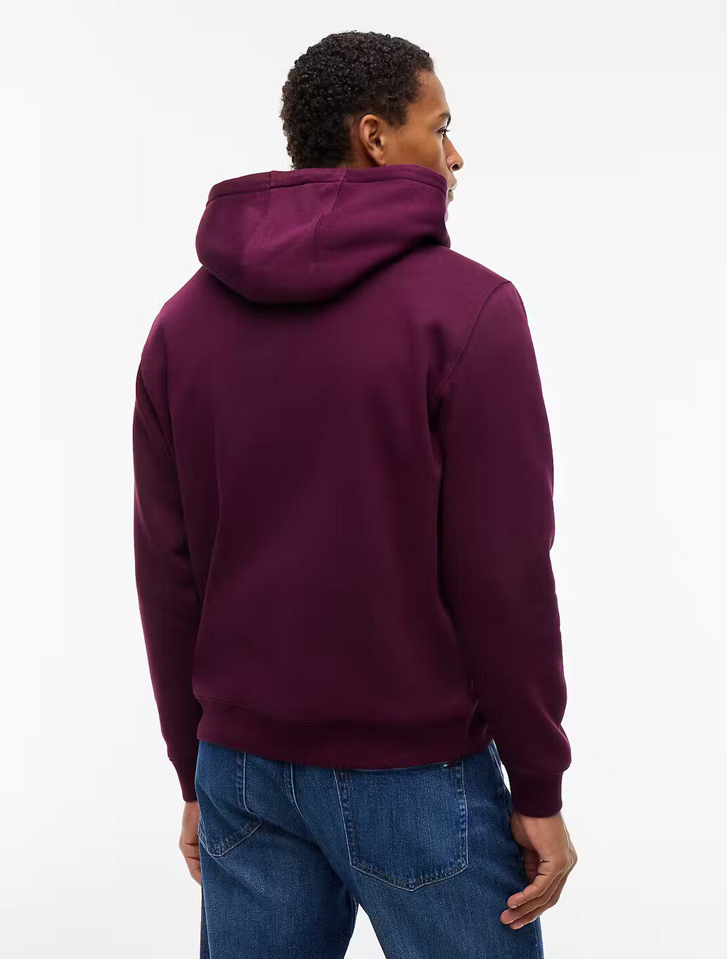 Tommy Jeans Flag Embroidery Fleece Hoody in Wine
