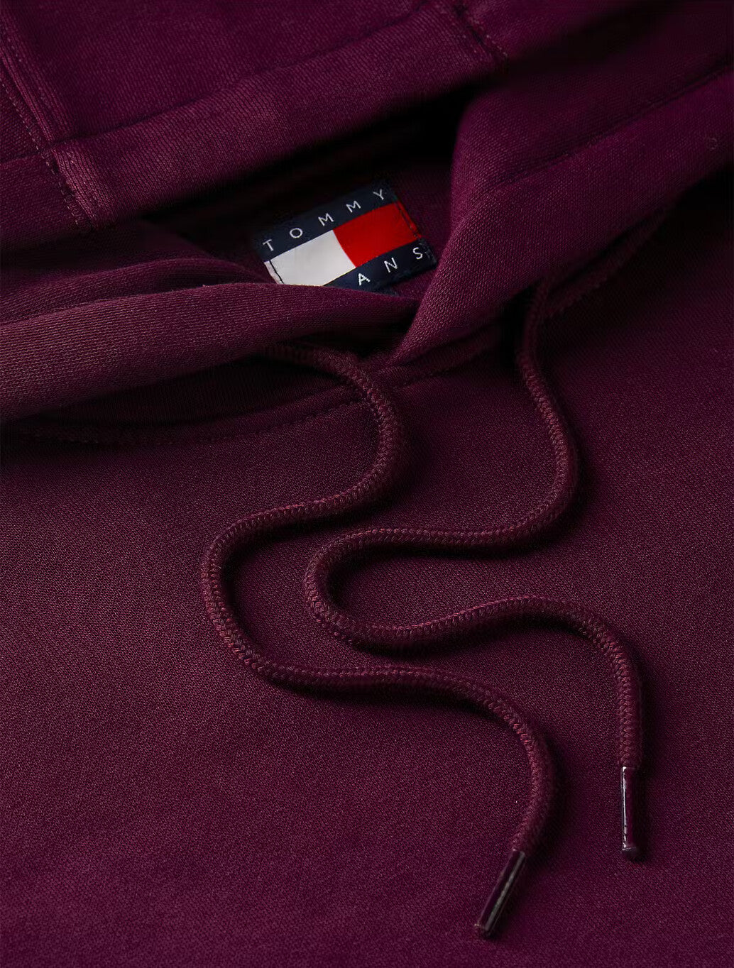 Tommy Jeans Flag Embroidery Fleece Hoody in Wine