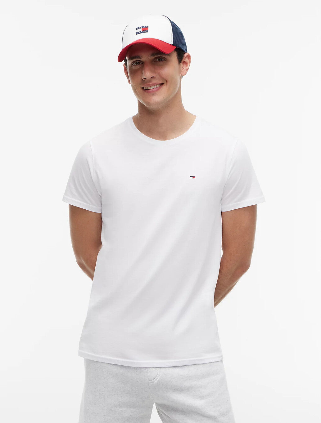 Tommy Jeans Flag Extra Slim T-Shirt in Classic White