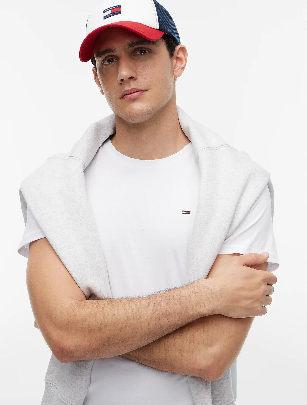 Tommy Jeans Flag Extra Slim T-Shirt in Classic White