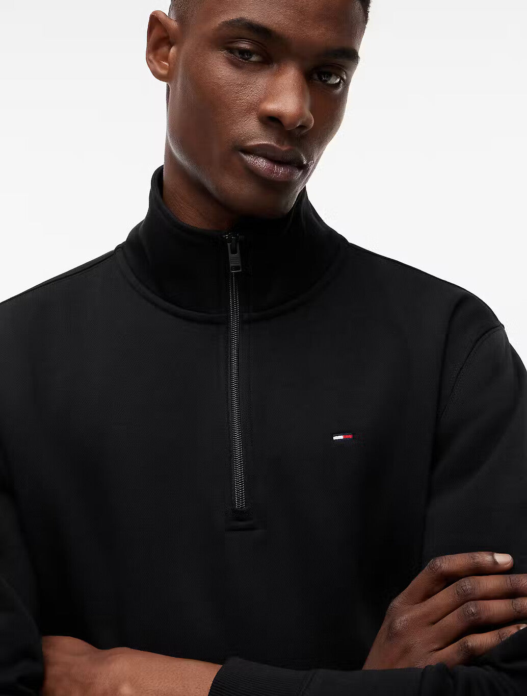 Tommy Jens Flag Quarter-Zip Sweatshirt in Black