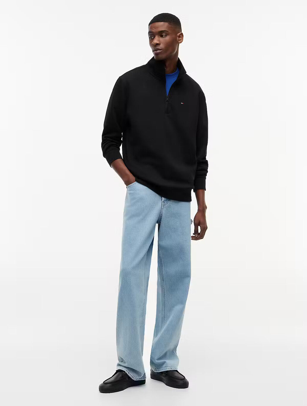 Tommy Jens Flag Quarter-Zip Sweatshirt in Black
