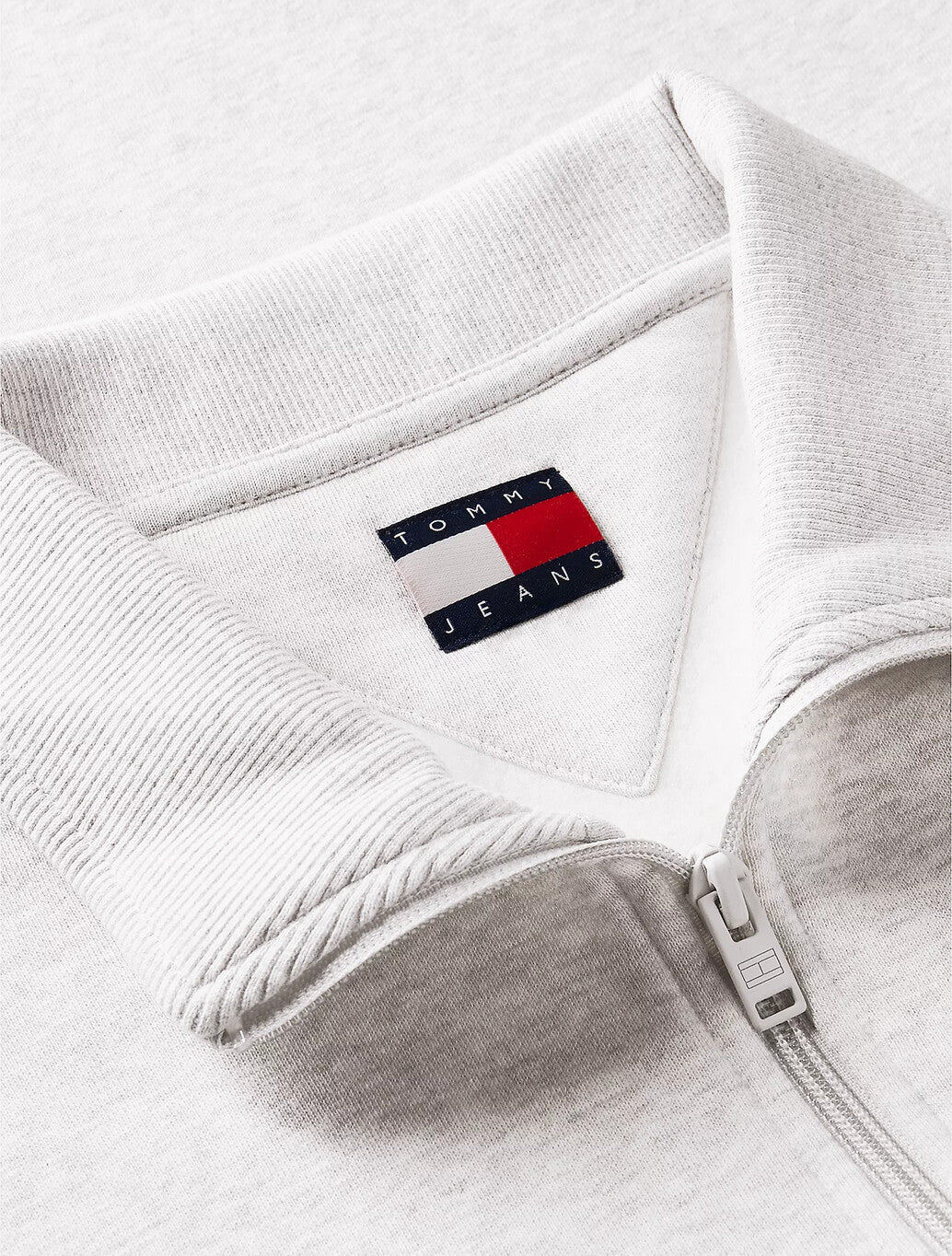Tommy Jens Flag Quarter-Zip Sweatshirt in Ice Grey Heather