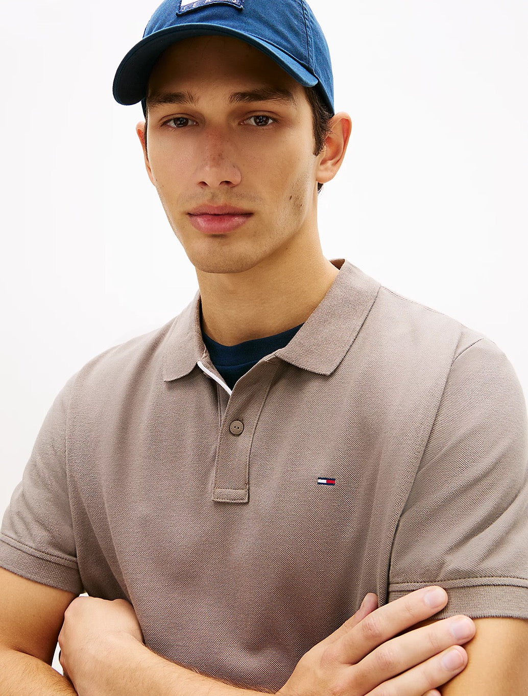 Tommy Jeans Flag Slim Fit Pique Polo Shirt - Brown