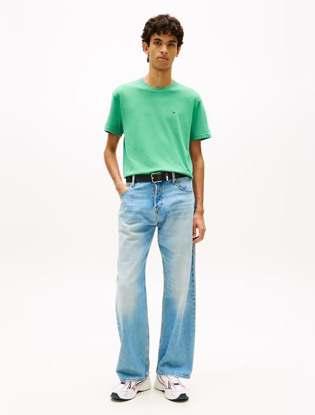 Tommy Jeans Embroidered Flag T-Shirt in Light Green