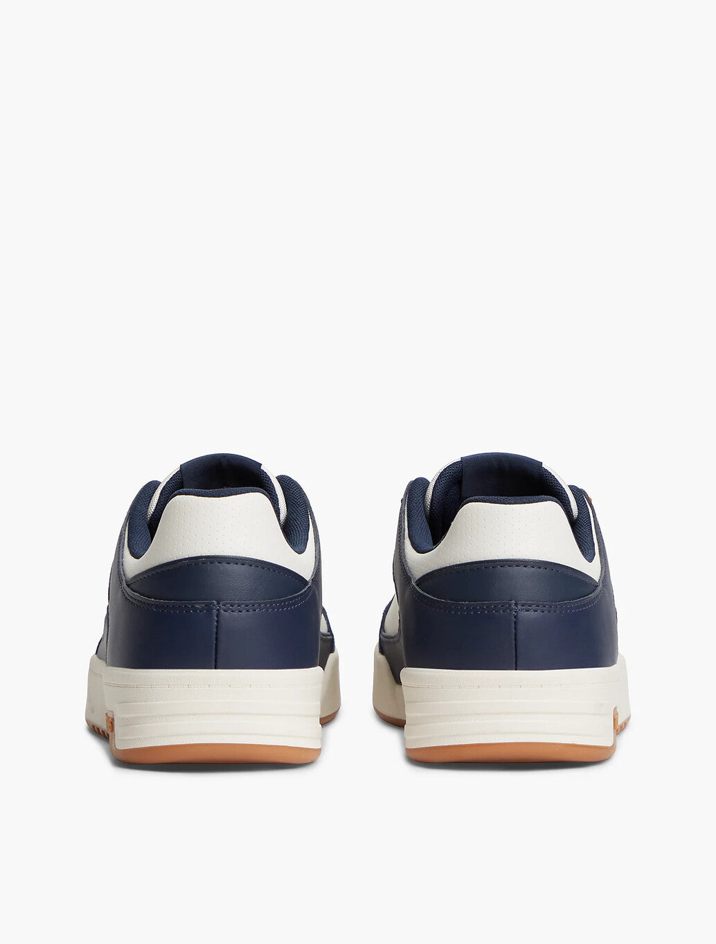 Leather Contrast Texture Basketball Trainers in navy