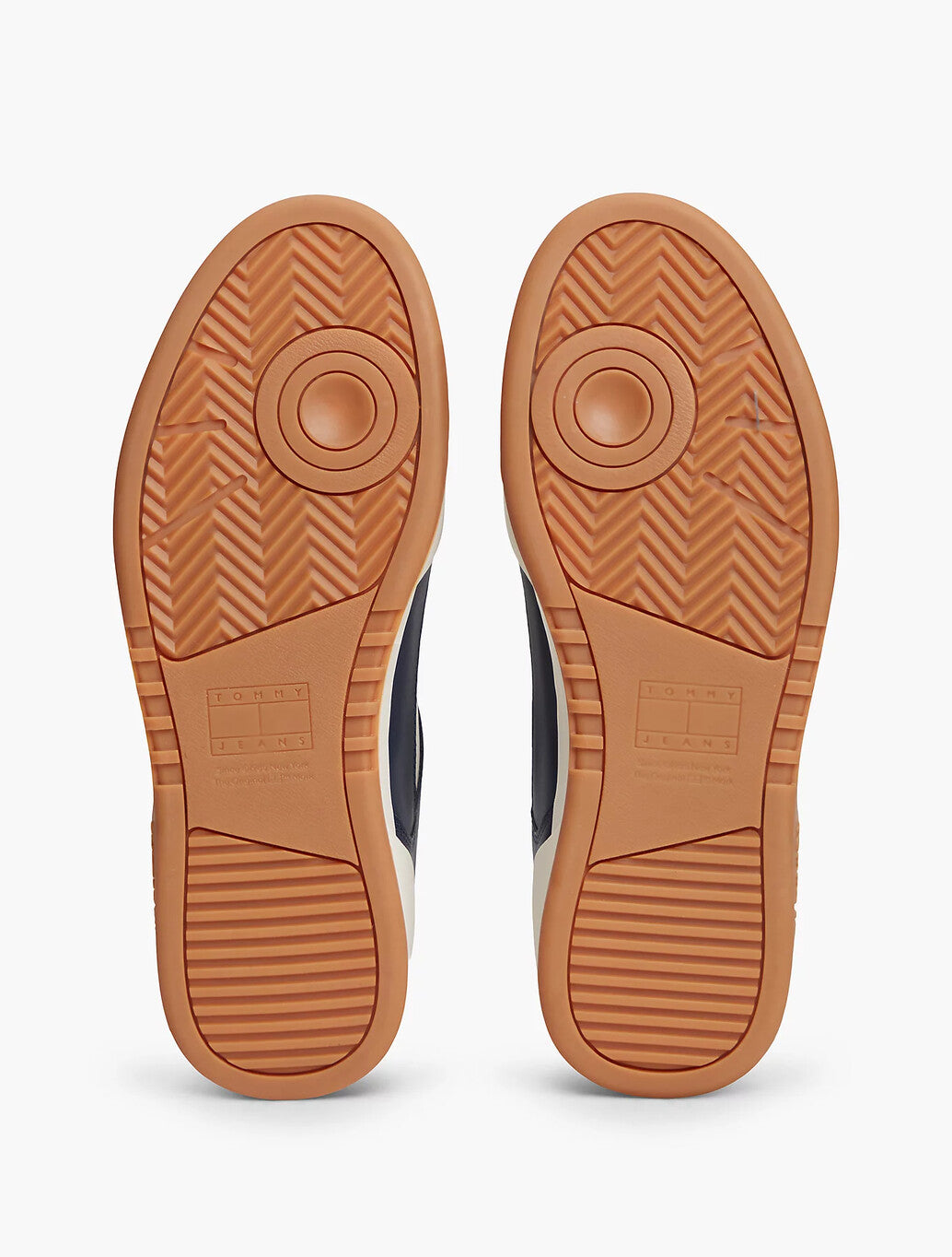 Leather Contrast Texture Basketball Trainers in navy