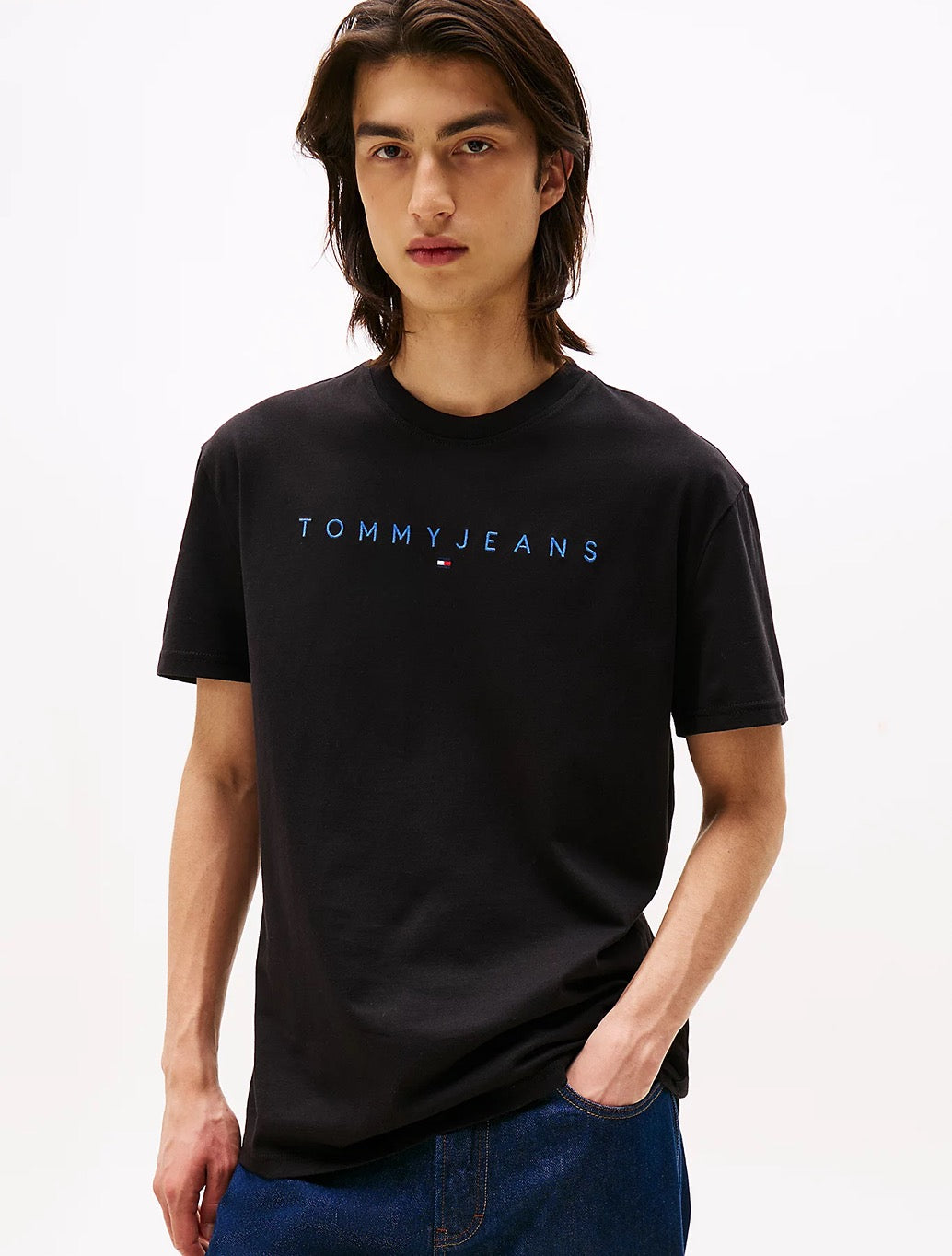 Tommy Jeans - Linear Logo Embroidery T-Shirt - Black