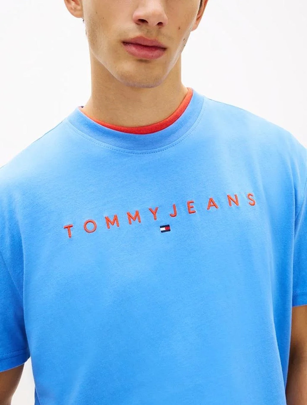 Tommy Jeans - Linear Logo Embroidery T-Shirt - Blue